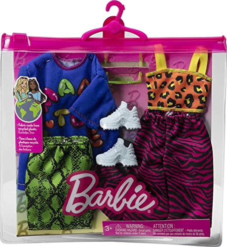 Barbie Clothes, Fashion & Accessories Pack Fashion Dolls, Set Includes 2 Complete Looks with Vibrant Outfits & Styling Pieces