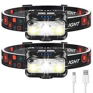 Headlamp Rechargeable, LHKNL 1100 Lumen Super Bright Motion Sensor Head Lamp Flashlight, 2-Pack Waterproof LED Headlight…