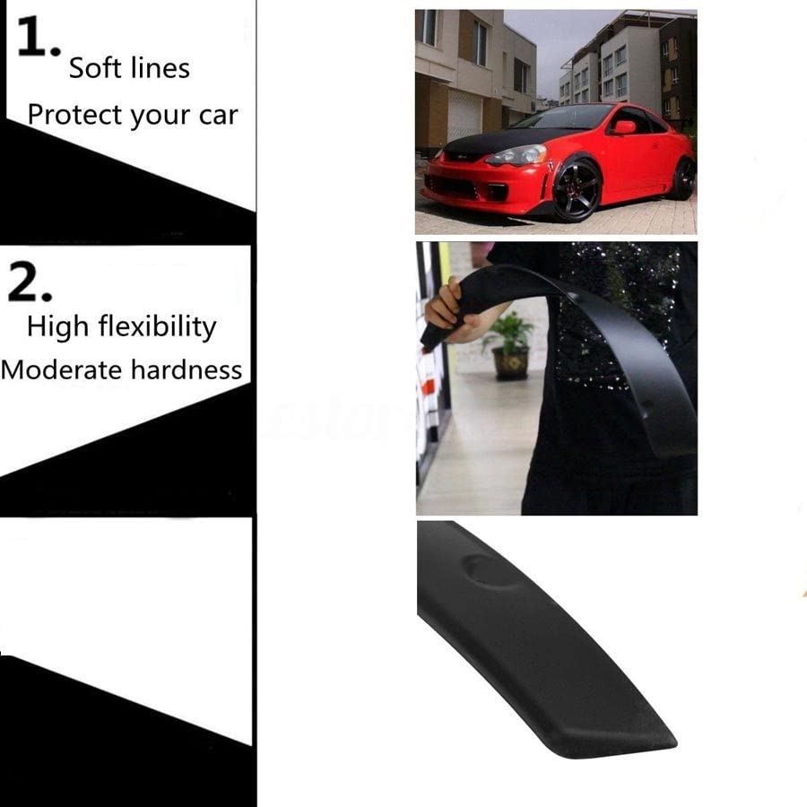 4 élargisseurs D'ailes Voiture Universels 900mm - Protection Garde-boue, Style Tuning, ABS Noir, Pour Roues Avant Et Arrière