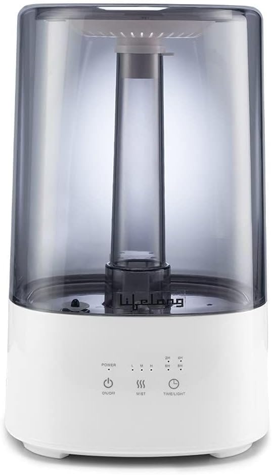 jasminex 3.2 L Touch Sensor Round Humidifier, 3 Mist Level, 8H Timer, Waterless Auto Shut-Off, Top Filling, Colorful Recycle Night Light, Humidifiers for Home, Office