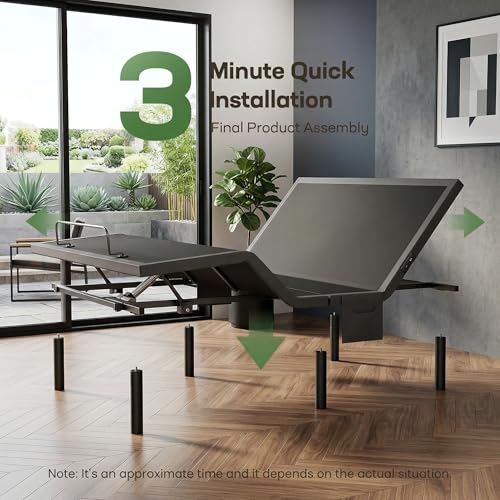 Image of Marsail MS01-1 Queen Adjustable Bed Frame with Massage + 8-inch Gel Memory Foam Mattress, Adjustable Bed Base with Under-Bed Nightlight, Wireless Control Massage Adjustable Bed, Queen