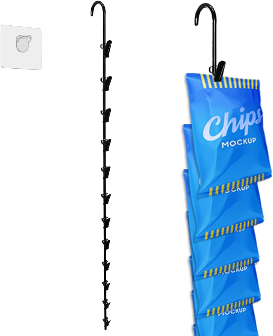LOLA Clip Strip @ Home Metal Hanging Organizer with 12 Hooks for Pantry, Kitchen, Garage – Holds Snacks, Tools, Keys – Easy to Install, 1 Pack