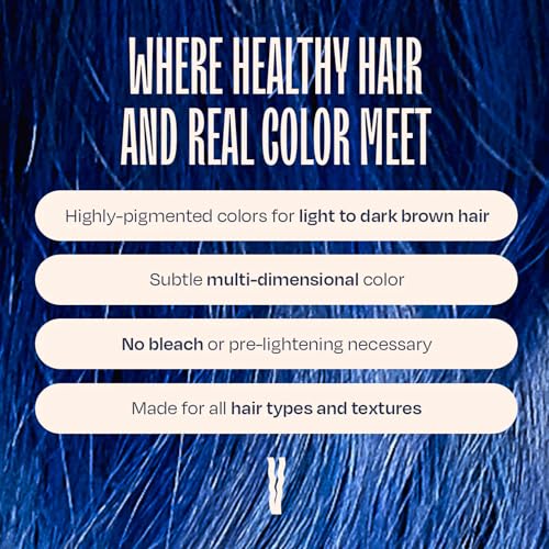 Image of Overtone Daily Color Depositing Conditioner - 4.5 oz Temporary Coloring Conditioner w /Shea Butter & Coconut Oil - Refresh Color & Prevent Fading - Vegan & Cruelty-Free, Blue for Brown is Indigo Iris