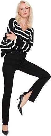 Trendyol Womens High Waist Straight Leg Flare Jeans