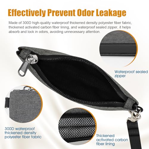 Portable Small Smell Proof Bag - Portable Small Smell Proof Pouch Help Absorb and Lock in Odors Making Them The Perfect Choice for Storing Tobacco Related Accessories and Medical Essentials(Black)3