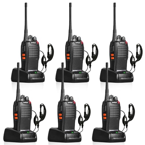 pxton 777S Rechargeable walkie talkies Long Range for Adults with Earpieces and Li-ion Battery,Two Way radios has VOX/TOT/Emergency Alarm/Battery Low Alert/Flashlight/Scan Function?6 Pack?