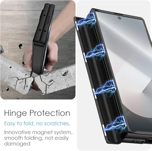 Image of Kapa Magnetic Hinge with Inbuilt Stand Case for Samsung Galaxy Z Fold 6 | Shockproof Stand Hybrid Bumper Back Cover (Black)