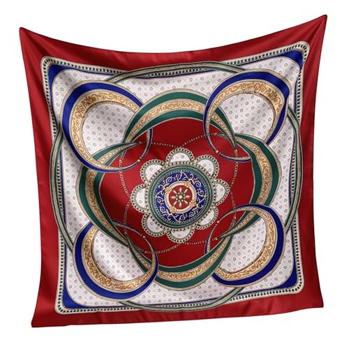 Image of Printed Poly Silken feel Scarf Stole for Women | Stylish, Soft, & Lightweight | Satin Feel Neck Scarf, Hair Scarf, Head Scarf for Women | Square Silk Stole for Handbag
