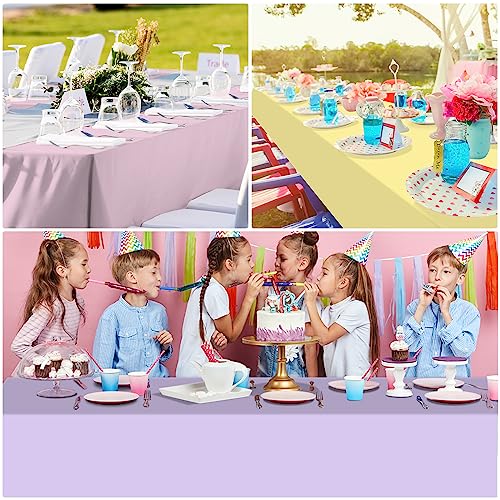 Image of 12Pack Pastel Color Tablecloths,Plastic Mix Color Tablecloth Disposable Rectangle Table Covers for Baby Shower, Wedding, Birthday Party, Easter and Ice Cream Party Decoration,6 Color, 54 x 108 Inch