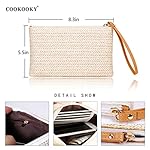 COOKOOKY Womens Straw Clutch Bag Bohemian Summer Beach Straw Purse Zipper Wristlet Wallets for Women