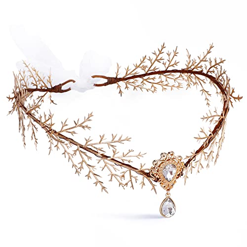 Coiffure de fée avec serre-tête floral fait main et couronne elfique pour femme