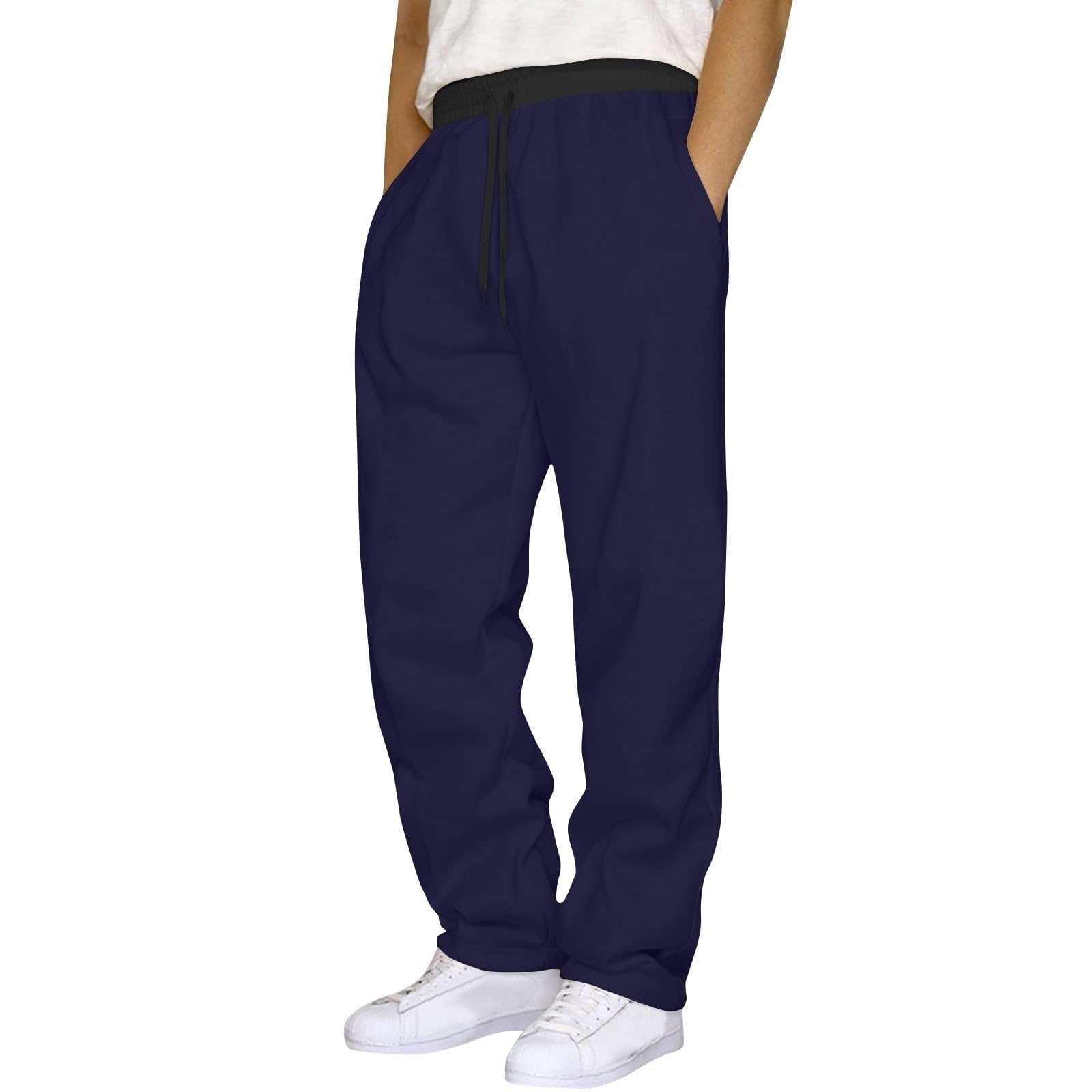 Chunotu Herren-Jogginghose, elastische Taille, Fleece, lässig, gerades Bein, Arbeitshose mit Taschen, 3er-Pack