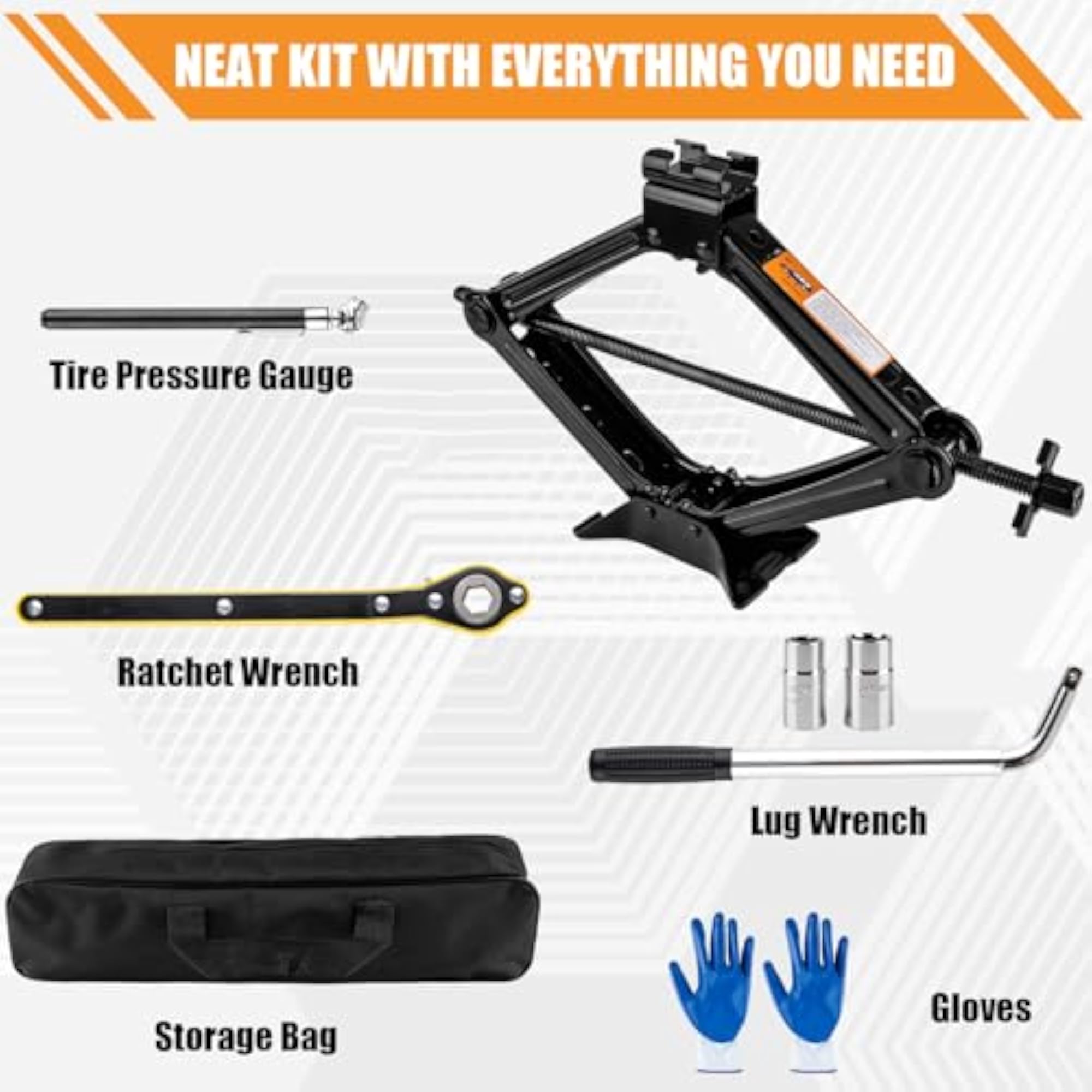 Car Jack Kit, Portable Scissor for 2 Ton