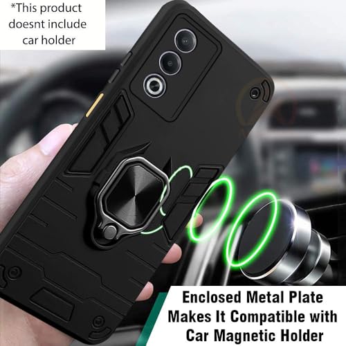 Image of AESTMO Oppo A3 Pro 5G Back Case Cover | Tough Armor Bumper | Ring Holder & Kickstand in-Built | 360 Degree Protection Cover for Oppo A3 Pro 5G (Black)