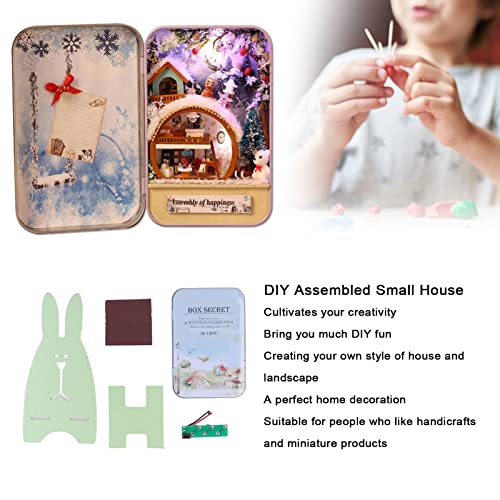 Casa pequena montada faça você mesmo, casa em miniatura composta estilo neve de madeira faça você me