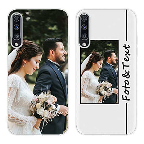 Yoedge Funda Personalizada para Samsung Galaxy A70 6,7', TPU Carcasa Silicona Personalizable con Imagen Foto Texto Custom, Antigolpes por Encargo Case Cover Personalizado para Samsung A70, Blanco