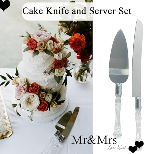 Adorox Cake Knife and Server Set Acrylic Stainless Steel Faux Crystal Handle Holiday Thanksgiving Christmas - Image 5
