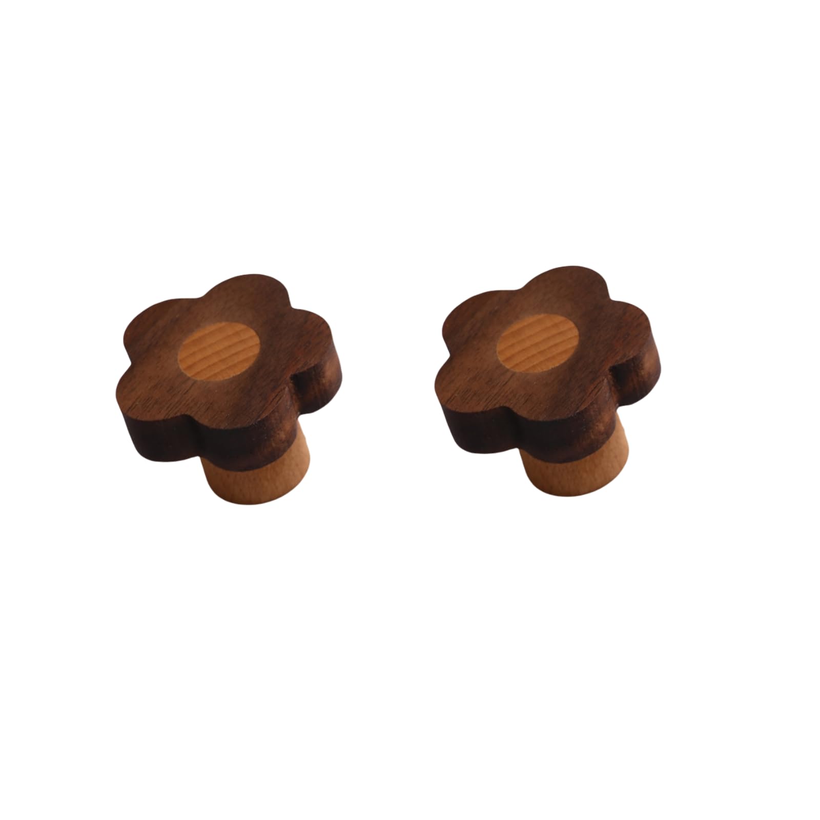 ITTRUH Round Wood Drawer Knobs,2Pcs Cabinet Door Wardrobe Flower Shape