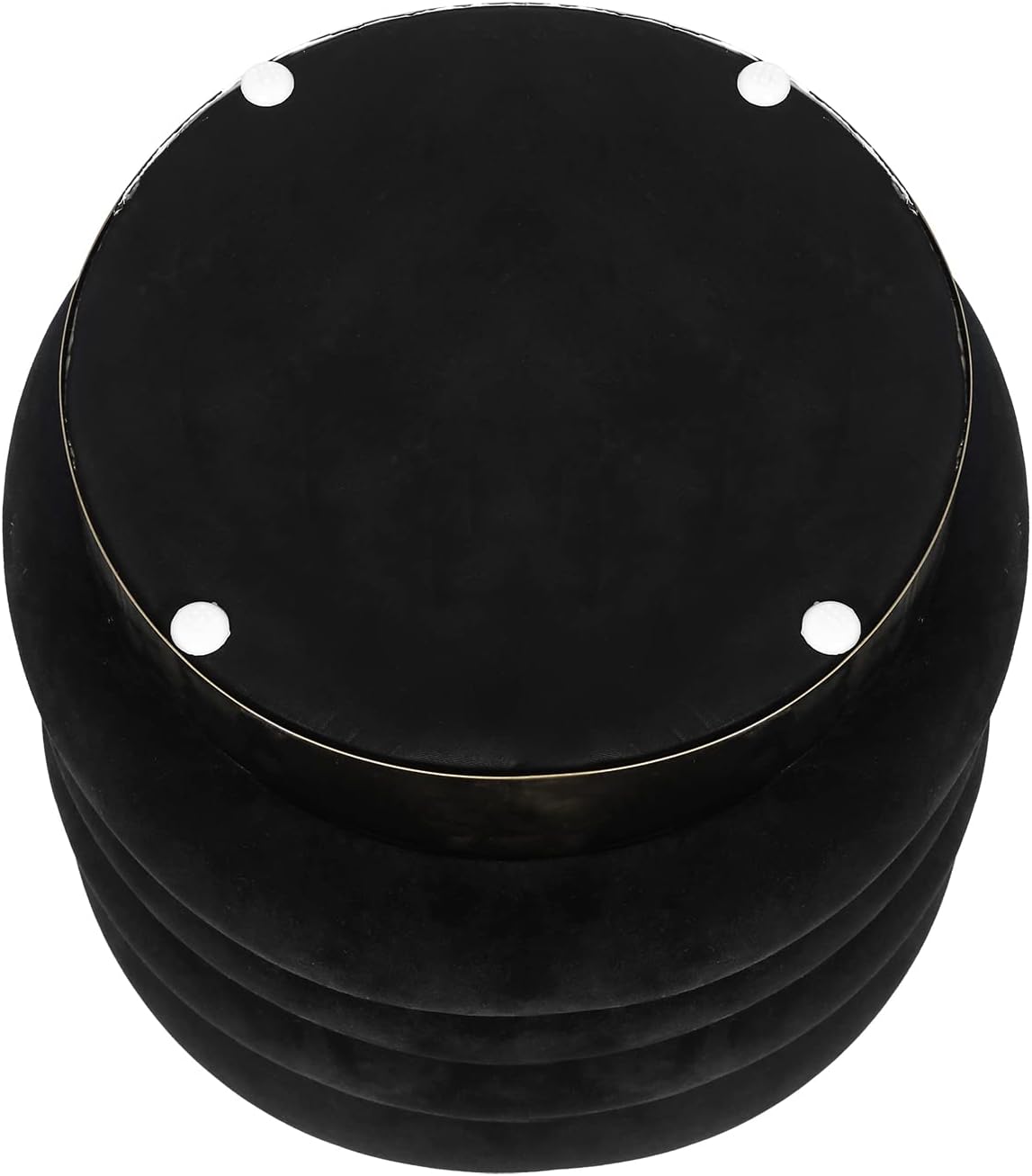 Homebeez Velvet Round Modern Ottoman Vanity Stool Coffee Table Footrest with Gold Base (Black)
