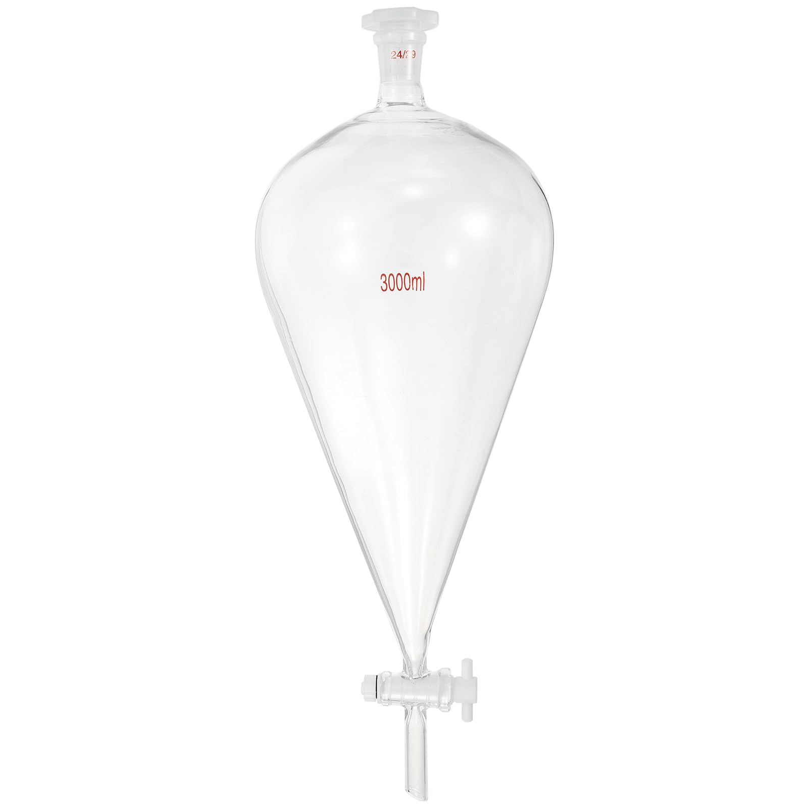 PATIKIL 3000ml Imbuto Separatore Conico, Imbuto Separatore Da Laboratorio In Vetro Borosilicato A Pareti Spesse Con Giunti 24/29 E Rubinetto In PTFE Per Estrazione E Titolazione