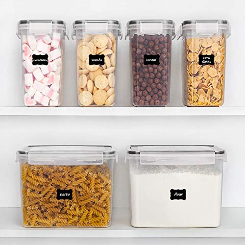 Vtopmart Airtight Food Storage Containers 6 Pieces - Plastic Bpa Free Kitchen Pantry Storage Containers For Sugar,Flour And Baking Supplies - Dishwasher Safe - Include 24 Labels, Black #TOP7