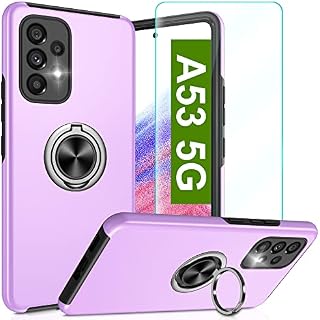 Pilaru For Samsung Galaxy A53 5G Case,[Upgraded Shockproof Airbag] Galaxy A53 Cover with Ring Holder Tough Protective Silicone Bumper Armour Phone Case for Samsung Galaxy A53 5G Purple
