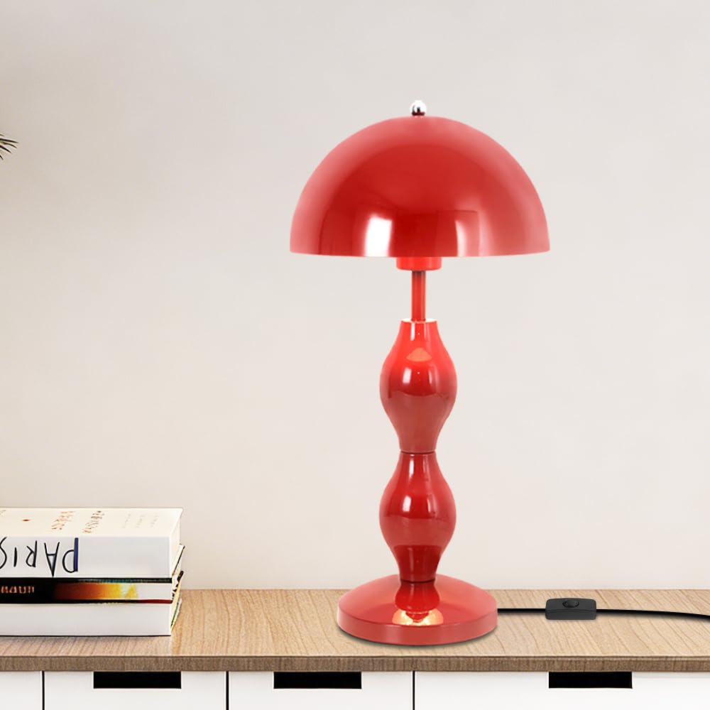 Pilz Lampe Rote,Pilz Tischlampe,Nachttischlampe E27 | Schreibtischlampe Retro,Für Kinderzimmer,Schlafzimmer,Büro,Tastenschalter,Lesestischlampe,Mushroom Lamp