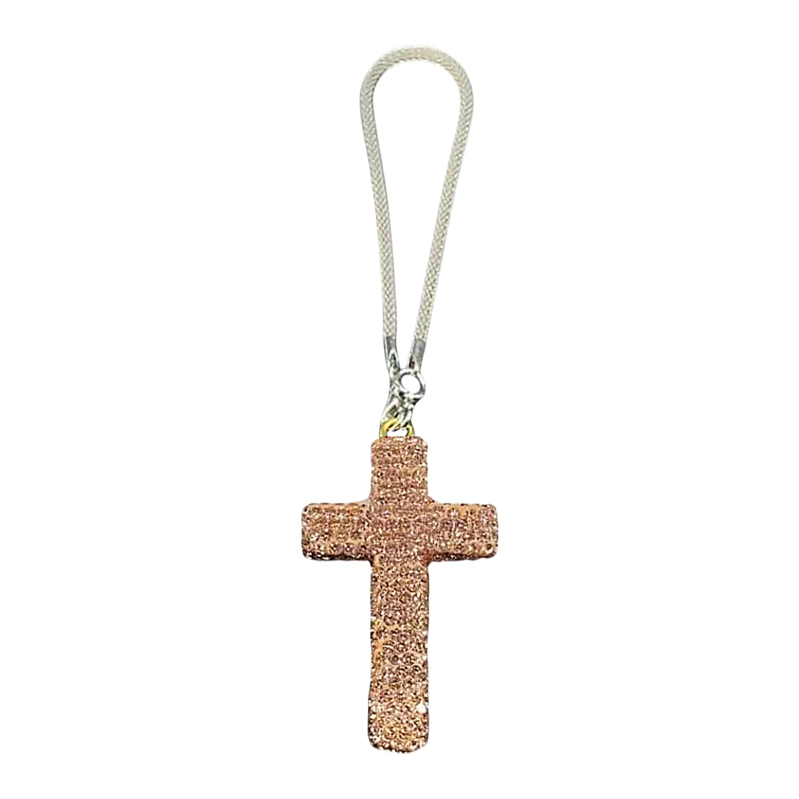 Hsioluted Gold Stylish Clay Crucifix Pendant With Dazzling Stones For Vehicles Trucks And Home Decor Clay Car Accessories