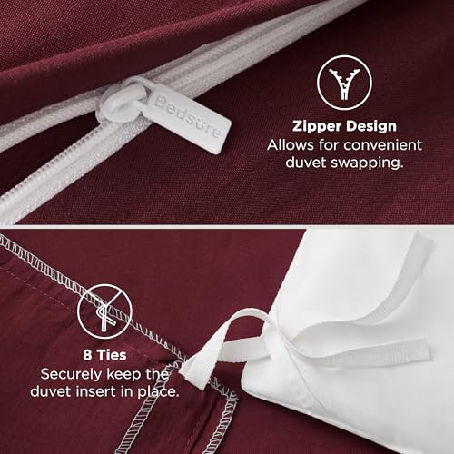 Image of Bedsure Winery Duvet Cover Queen Size - 3 Pieces Prewashed Extra Soft Bedding Set, Includes 1 Duvet Cover 90x90 Inches with Zipper Closure & 2 Pillow Shams, Comforter Not Included