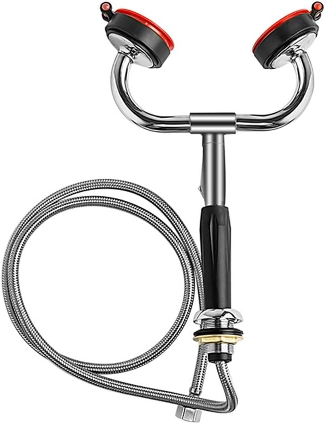 Adjustable Hose Eye Washer, Emergency Eyewash Station Handheld Shower with 1.5m Stainless Steel Hose for Lab and Industrial Use, Double Nozzle