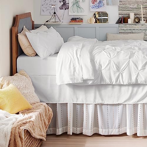 Image of Bedsure Twin XL Comforter Set White - Dorm Room Essentials, Extra Long Twin XL Bedding Set with Sheets, All Season Down Alternative Comforter with Sheets, Pillowcase & Sham