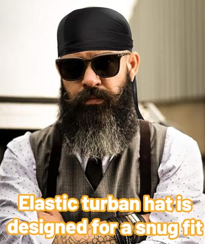Image of 4 Pcs Durag Set for Men and Women - Silky Satin Head Scarf for 360 Waves, Hair Protection, and Hiphop Style in Blue, Black, Wine Red, Silver