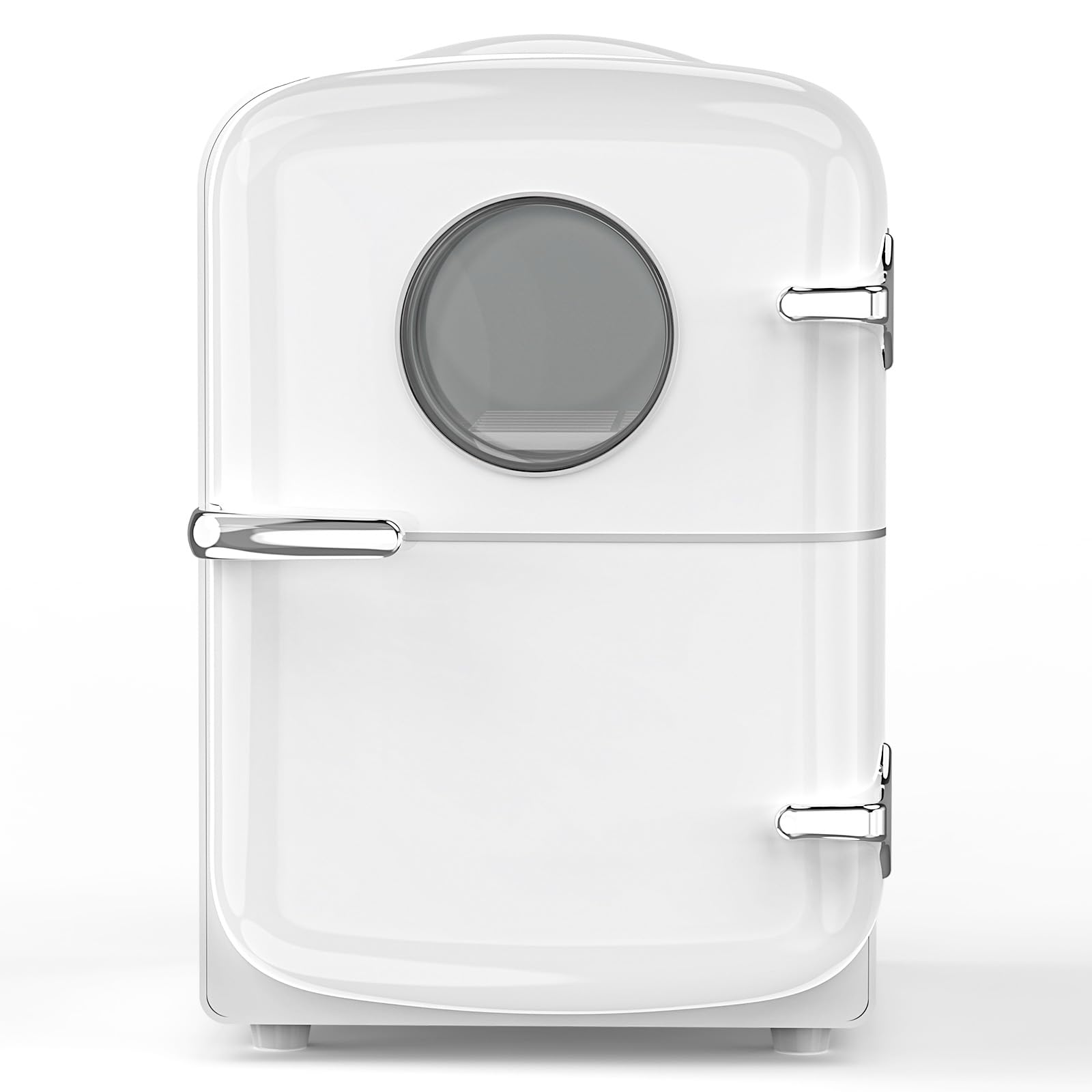 Electactic Mini Fridge for Skincare, 4L/6 Cans Portable Compact Cosmetic Fridge, Desktop Fridge with AC/DC Adapters, Observation Window, Small Cooler and Warmer for Beverage, Makeup, Bedroom, White