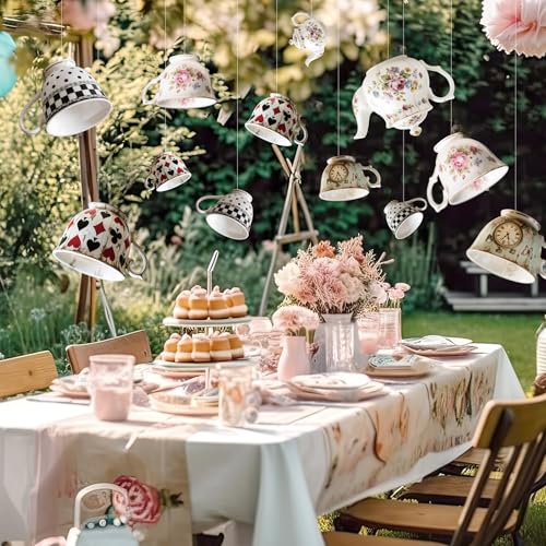 Soulchen 20 Pcs Wonderland Tea Party Decoration Hanging Wonderland Teapot...