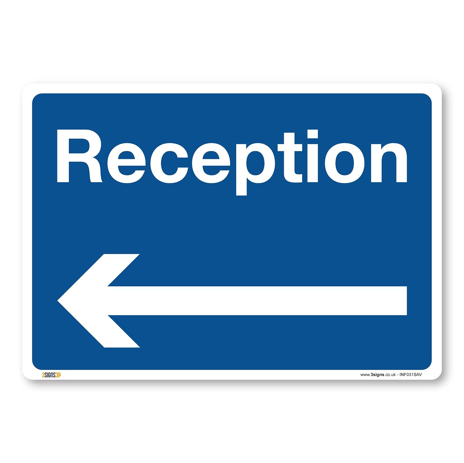 Reception arrow left, A2 594x420mm, Self-adhesive Vinyl Sticker, Deliveries access, Warehouse Information Safety Signs