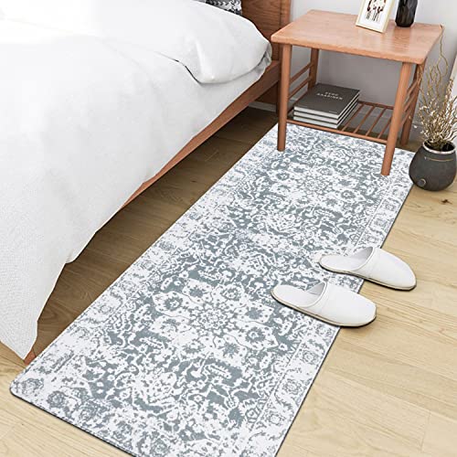 Homcomoda Distressed Vingtage Runner Rugs For Hallway 2'X6' With Rubber Backing Non Slip Washable Hallway Runner Rug Grey Boho Chic Carpet Runner Faux Wool Kitchen Runner Rug #TOP4