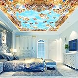 KEARTNZI Custom Photo Wallpaper for Walls 3D Retro European Peel and Stick Wall Murals Sky Clouds Frescoes Angels Wallpaper