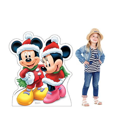 Image of Cardboard People Mickey & Minnie Christmas Life Size Cardboard Cutout Standup