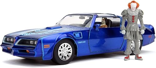 Miniatura 7 de Jada IT Chapter Two 1:24 1977 Pontiac Firebird - Coche fundido a presión con la figura fundida a presión de Pennywise & Henry Bower de 2.75