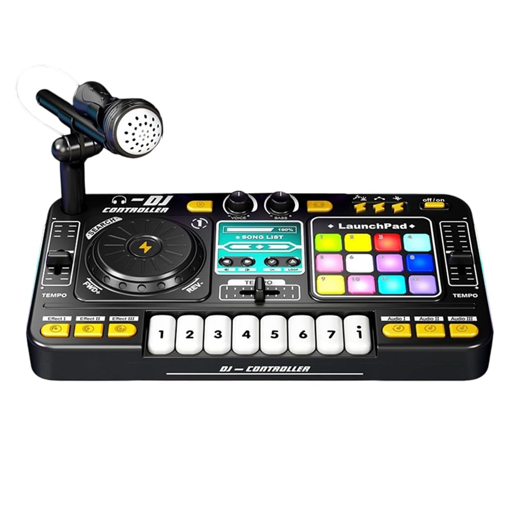 Tastiera Elettronica con Bluetooth Controller DJ Turntable Mixer per Bambini con Microfono Strumento Musicale Regalo per Bambini Giocattolo