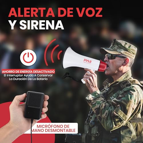 Miniatura 2 de Pyle Megafono,Altavoz, Portatil, Sirena, Control De Volumen, Ergonomico, Microfono, Interiores, Exteriores