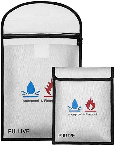 Fireproof Document Bag - 15"X11" Fireproof Safe Bag, 7"x9" Money Pouch Envelope, Non-Itchy Silicone Coated File Storage, Waterproof Document Holder, Money Bag with Zipper
