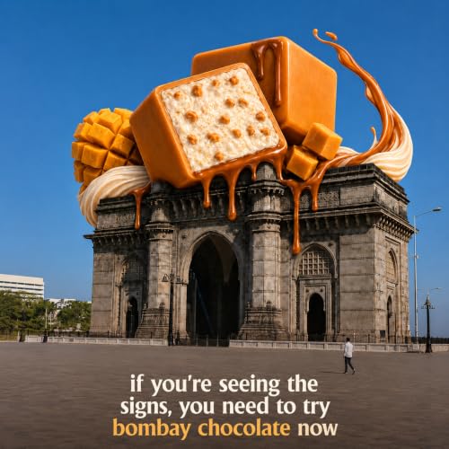 Image of 7 BAZAARI Bombay Mango Vanilla Butterscotch Chocolate, Indian Fusion, Mango White Chocolate Shell, Creamy Vanilla Filling, Butterscotch Crunch, 95 Grams
