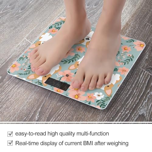 Báscula Digital Floral Corgi para Baño 10.2x10.2x0.98 pulg miniatura 5