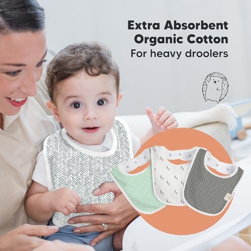 Image of 8-Pack Organic Baby Bibs for Boys, Girls - Soft Cotton Drooling and Teething Bibs for Baby Girl & Boy, Extra Absorbent, Easy to Clean & Put On for Toddler, Newborn, Infant 0-24 Months (Nordic)