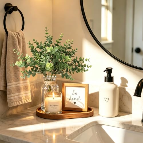 2pcs Eucalyptus Potted in Glass Vase with Faux Water Green Decor - Image 4