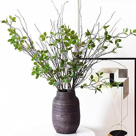 FeiLix 10PCS Lifelike Curly Willow Branches Mixed with Artificial Greenery Stems，30.7 Inches Fake Bendable Sticks Vintage Vines/Stems DIY Greenery Plants Craft Vases Home Garden Hotel Farmhouse Decor Cover