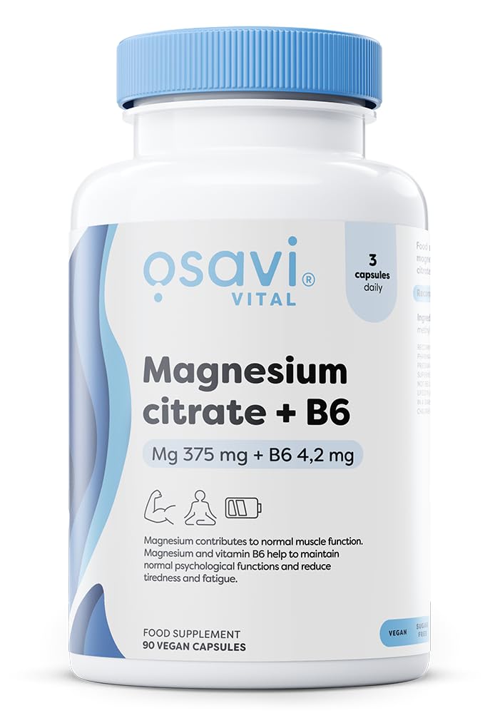 Osavi Magnesium Citrate + Vitamin B6 Muscle Relaxation 375Mg Vegan Capsules - 90 Capsules