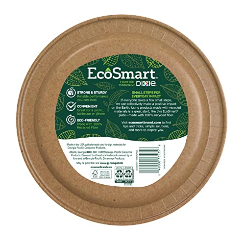 Ecosmart® 100% Recycled Fiber Paper Plates, 10” Dinner Size Disposable Plate, 144 Eco-Friendly Plates (4 Packs Of 36 Plates Each) #TOP6