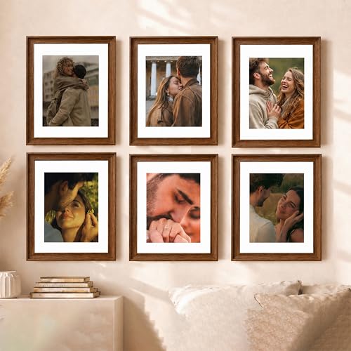 Image of Art Street Wooden Photo Frame for living room, Aesthetic Cave Design Photo Frames for Photograph, Art Work, Certificates Set of 6 (12x16 Inch, Brown)